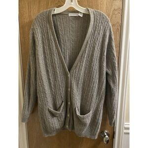 Vintage Liz Claiborne Collection Women S Beige Lambswool Angora Grandpa Sweater